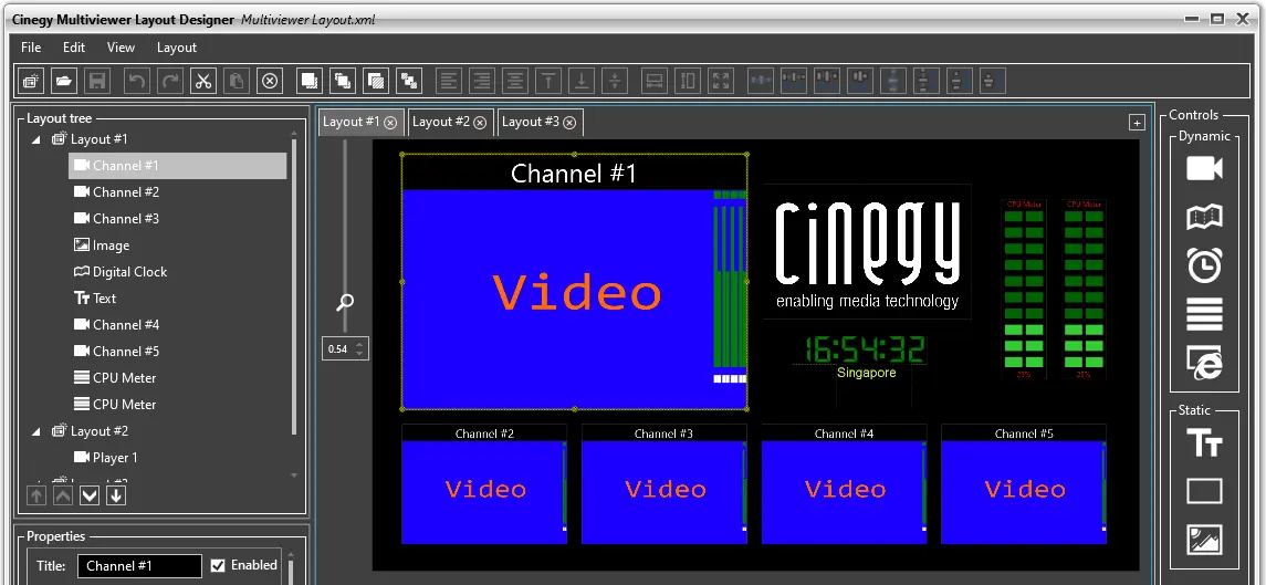 of sources with an integrated, intuitive layout designer