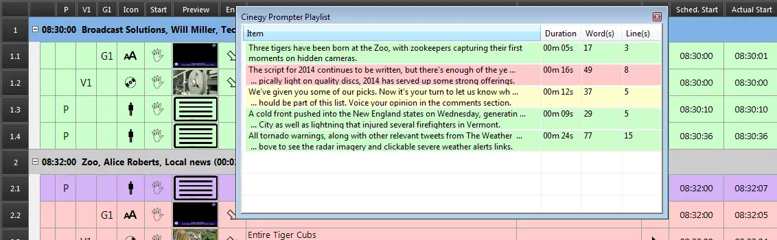 A separate window to display the items state and order